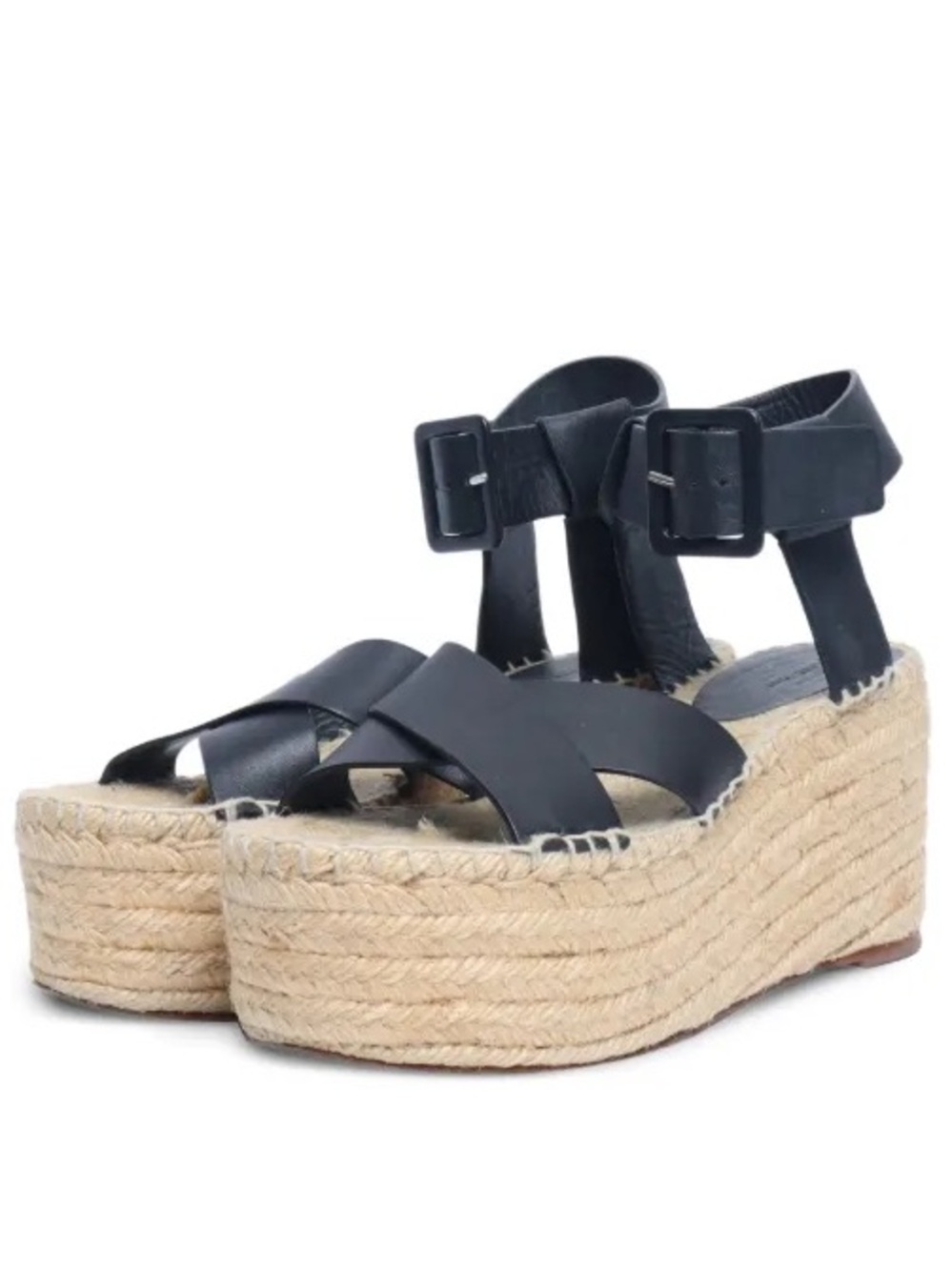 Celine Black Leather Jute-Wrapped Platform Sandals, Great Condition! 8.5 (39)